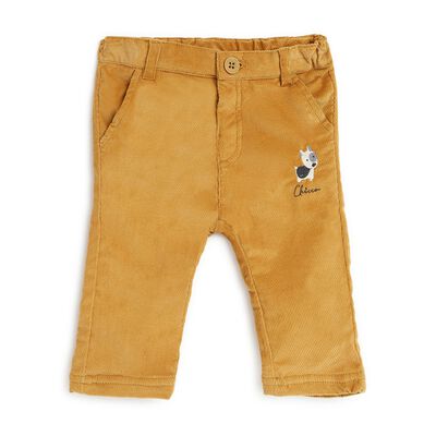 Boys Dark Yellow Solid Long Trouser